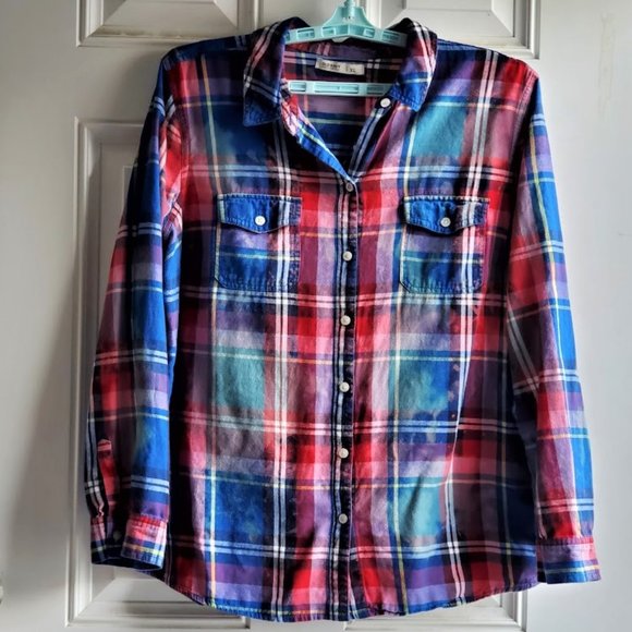 Upcycled Distressed Flannel Shirt With CHER Handcrafted Tee On Back - Picture 5 of 5